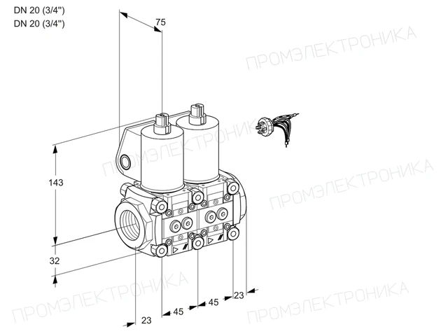 Kromschroder VCS 1E20R/20R05NNWL/PPPP/PPPP — двойной электромагнитный газовый клапан — 88102662