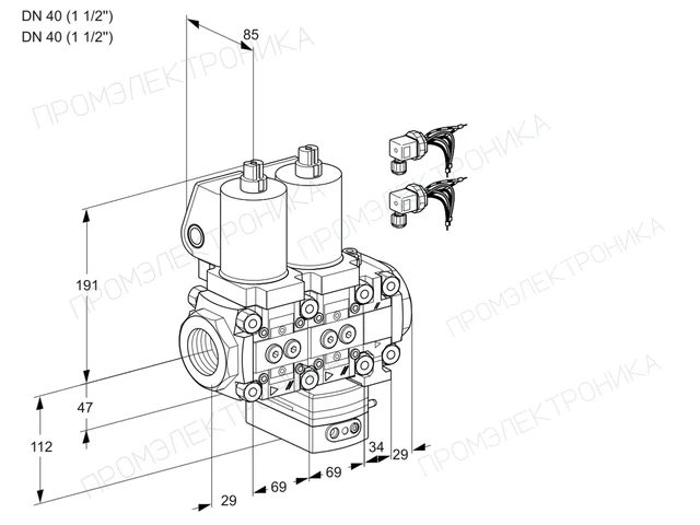 Kromschroder VCG 2E40R/40R05NGEVWSL8/PPPP/PPPP — двойной электромагнитный газовый клапан — 88103217