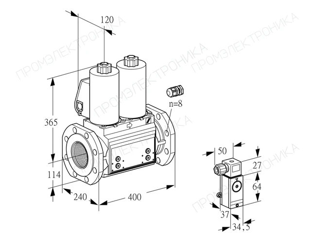 Kromschroder VCS 9125F05NNAL3B/P4PP/4-PP — двойной электромагнитный газовый клапан — 88207165