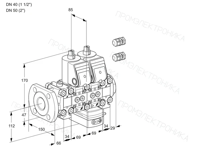 Kromschroder VCG 2E40F/50R05FNGEVWR3/PPPP/PPPP — двойной электромагнитный газовый клапан — 88101661