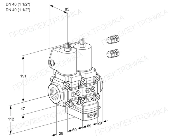Kromschroder VCG 2E40R/40R05NGKWSL3/PPPP/MMMM — двойной электромагнитный газовый клапан — 88103207