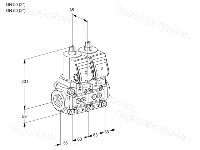 Kromschroder VCS 3T50N/50N05NNQGR/PPPP/PPPP — двойной электромагнитный газовый клапан — 88102634
