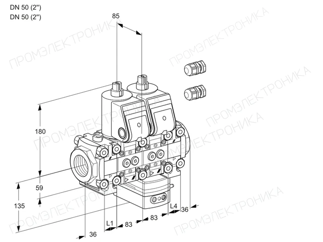 Kromschroder VCG 3E50R/50R05FNGEVWR3/PPPP/PPPP — двойной электромагнитный газовый клапан — 88106059