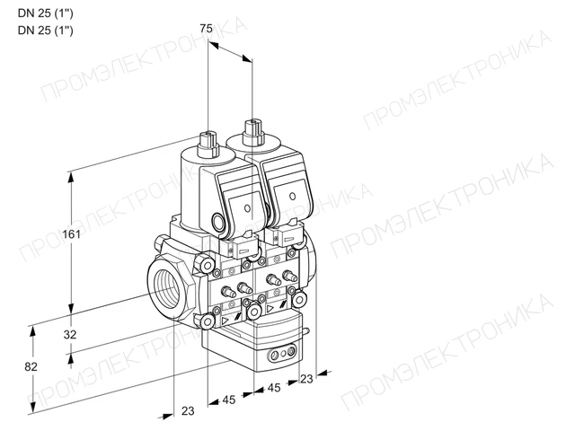 Kromschroder VCG 1T25N/25N05NGAQGR/MMMM/PPPP — двойной электромагнитный газовый клапан — 88102710