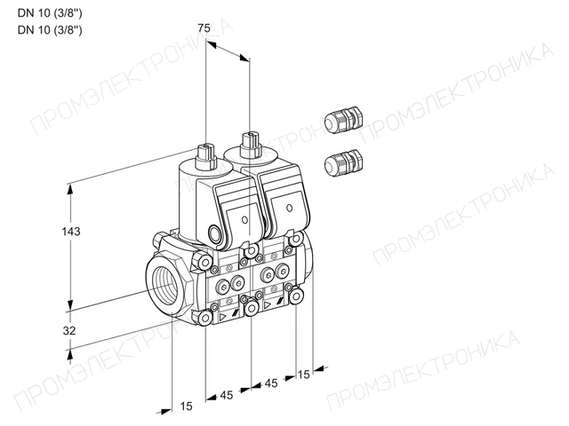 Kromschroder VCS 1E10R/10R05NNQR3/PPPP/PPPP — двойной электромагнитный газовый клапан — 88100111