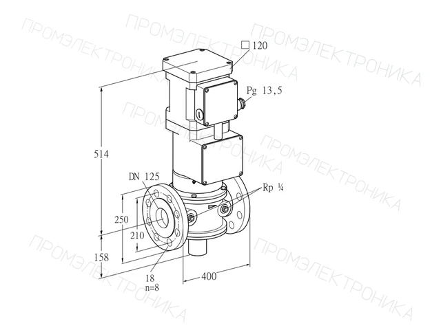 Kromschroder VK 125F10MHA63 — электромагнитный газовый клапан — 85317253