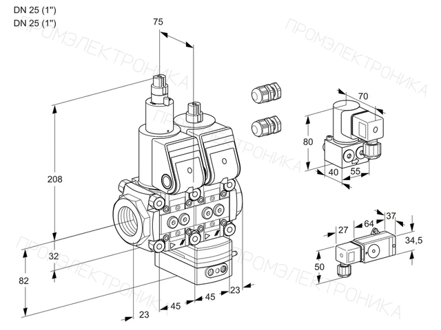 Kromschroder VCG 1E25R/25R05LGEWR3/3-PP/PPBY — двойной электромагнитный газовый клапан — 88107663
