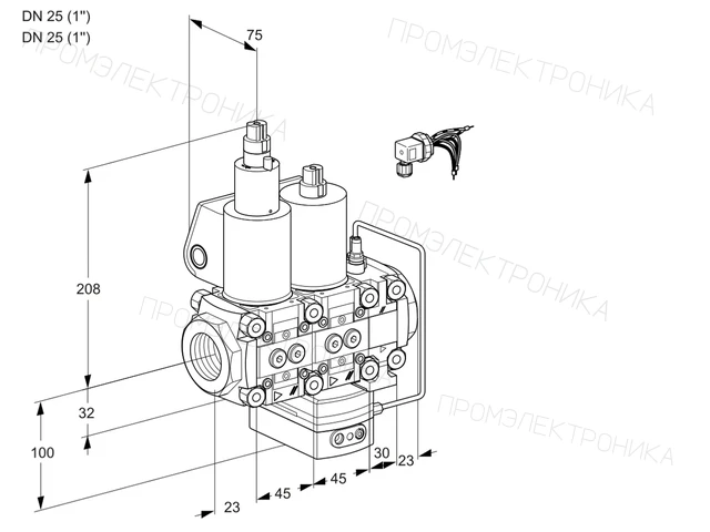 Kromschroder VCH 1E25R/25R05LHEVWL/PPPP/PPPP — двойной электромагнитный газовый клапан — 88103291