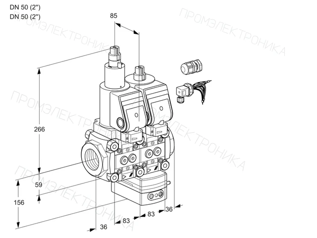 Kromschroder VCH 3E50R/50R05LHEWGR8/PPPP/PPPP — двойной электромагнитный газовый клапан — 88103484