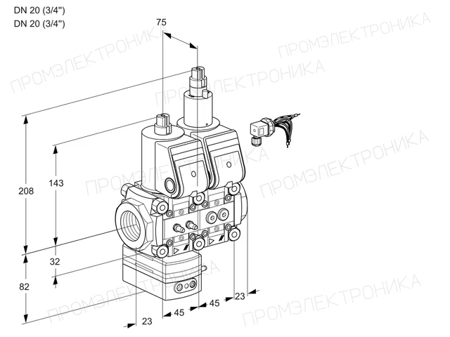 Kromschroder VCD 1E20R/20R05D-100LQR/MMPP/PPPP — двойной электромагнитный газовый клапан — 88106736