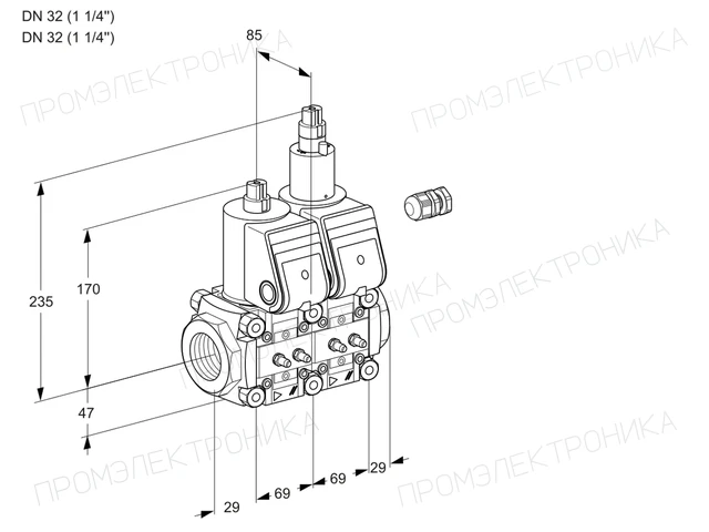 Kromschroder VCS 2E32R/32R05NLWR/MMMM/MMMM — двойной электромагнитный газовый клапан — 88105889