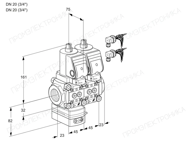 Kromschroder VCD 1E20R/20R05D-100NWSR8/PPPP/PPPP — двойной электромагнитный газовый клапан — 88106579