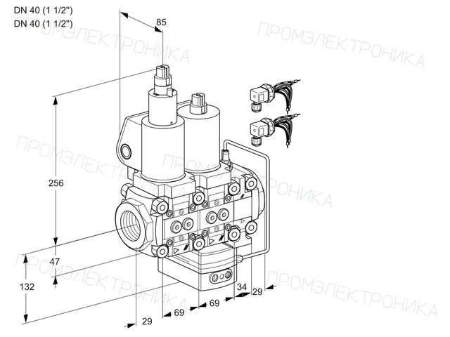 Kromschroder VCH 2E40R/40R05LHEVQSL8/PPPP/PPPP — двойной электромагнитный газовый клапан — 88103342
