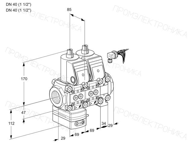 Kromschroder VCG 2E40R/40R05GNNVWR/PPPP/PPPP — двойной электромагнитный газовый клапан — 88107048