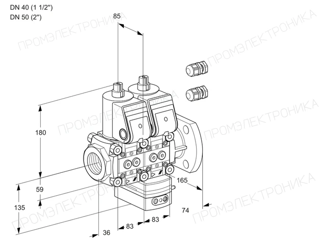 Kromschroder VCG 3E40R/50F05NGEWR3/PPPP/PPPP — двойной электромагнитный газовый клапан — 88101577