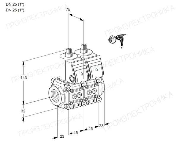 Kromschroder VCS 1E25R/25R05NNKR3/PPPP/PPPP — двойной электромагнитный газовый клапан — 88103583