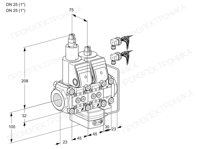 Kromschroder VCH 1E25R/25R05LHEVWR6/PPPP/PPPP — двойной электромагнитный газовый клапан — 88105452