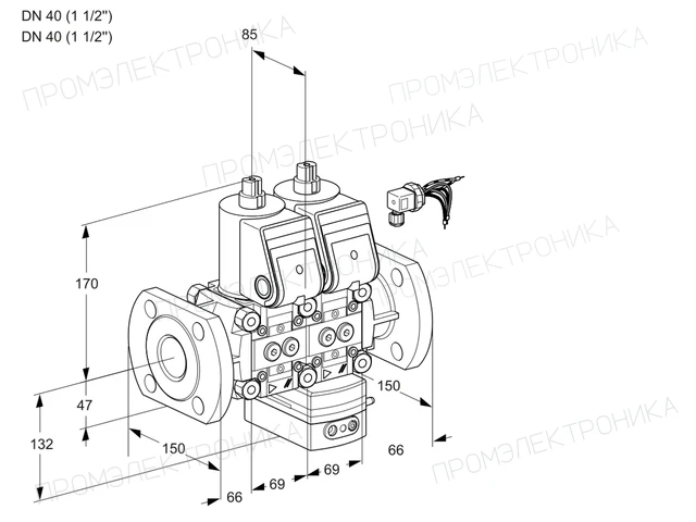 Kromschroder VCV 2E40F/40F05NVKWR/PPPP/PPPP — двойной электромагнитный газовый клапан — 88103254