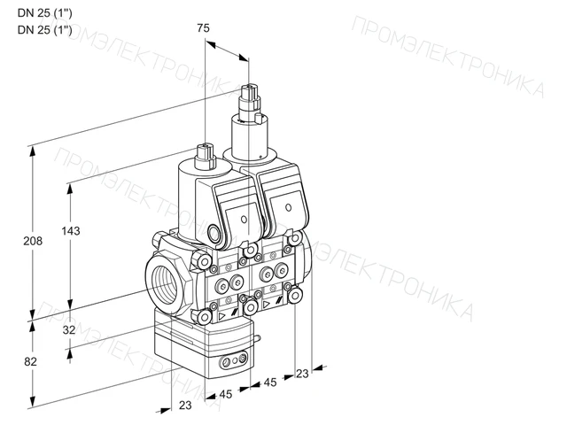 Kromschroder VCD 1E25R/25R05D-25LQR/PPPP/PPPP — двойной электромагнитный газовый клапан — 88100355