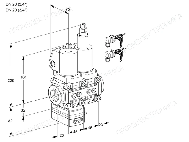 Kromschroder VCD 1E20R/20R05D-100LWSL8/PPPP/PPPP — двойной электромагнитный газовый клапан — 88103933
