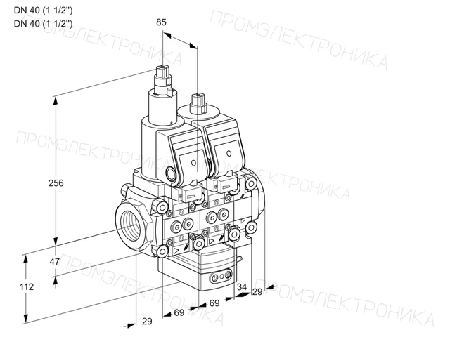 Kromschroder VCG 2T40N/40N05LGAVQGR/PPPP/PPPP — двойной электромагнитный газовый клапан — 88107754