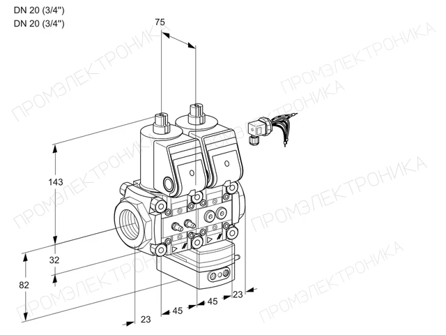 Kromschroder VCD 1E20R/20R05ND-25WR/MMPP/PPPP — двойной электромагнитный газовый клапан — 88104045