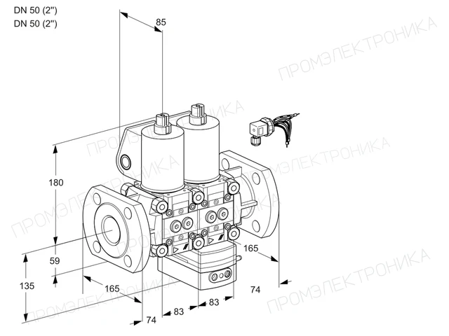 Kromschroder VCG 3E50F/50F05NGEWL/PPPP/PPPP — двойной электромагнитный газовый клапан — 88107500