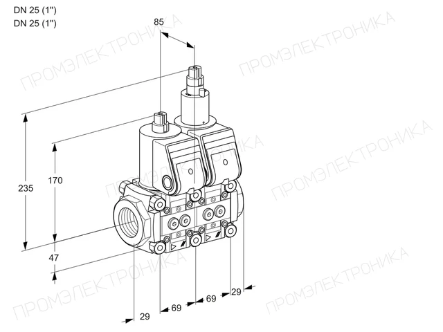 Kromschroder VCS 2T25N/25N05NLQR/PPPP/PPPP — двойной электромагнитный газовый клапан — 88107429