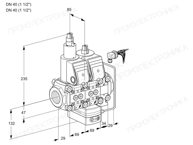 Kromschroder VCH 2E40R/40R05LHEVWR/PPPP/PPPP — двойной электромагнитный газовый клапан — 88104305