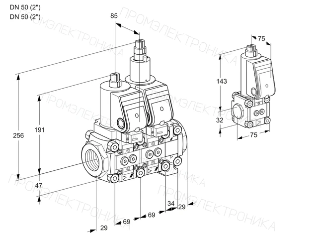 Kromschroder VCS 2T50N/50N05NLVKGR/PPPP/PPZS — двойной электромагнитный газовый клапан — 88107046