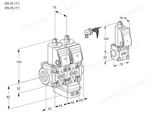 Kromschroder VCG 1E25R/25R05NGEWR/PPPP/ZSPP — двойной электромагнитный газовый клапан — 88105683