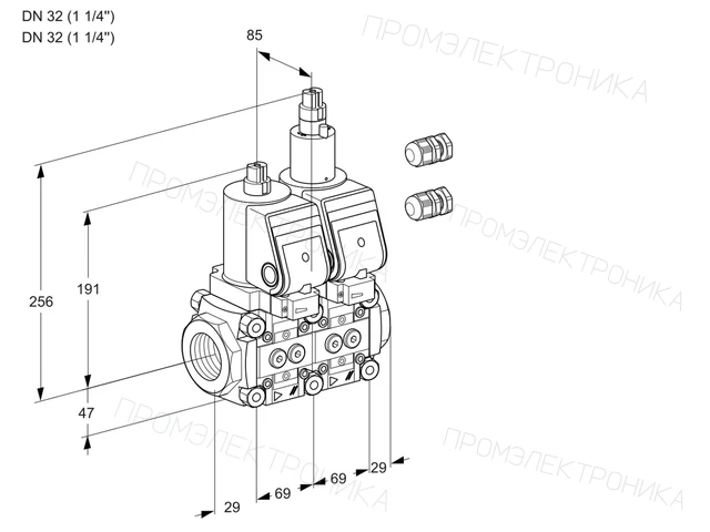 Kromschroder VCS 2E32R/32R05NLKSR3/PPPP/PPPP — двойной электромагнитный газовый клапан — 88103045