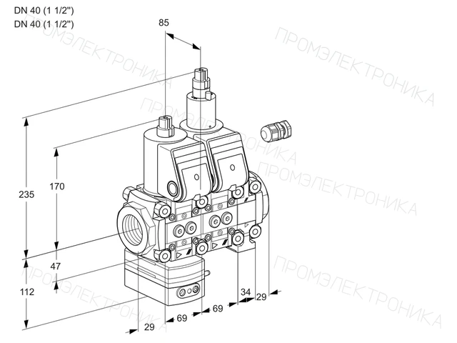Kromschroder VCD 2E40R/40R05D-100LVWR/PPPP/PPPP — двойной электромагнитный газовый клапан — 88100817
