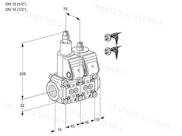 Kromschroder VCS 1E15R/15R05LNWR5/PPPP/PPPP — двойной электромагнитный газовый клапан — 88105130