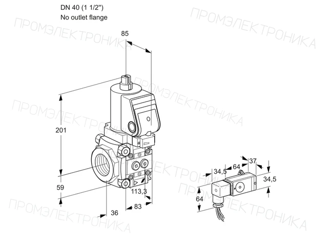 Kromschroder VAS 3T40/-N/NKGR — электромагнитный газовый клапан — 88028576