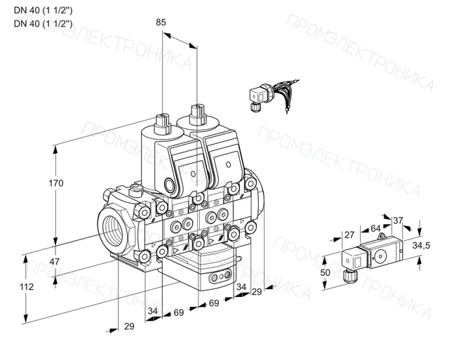 Kromschroder VCG 2E40R/40R05FNGEVWR/PPPP/2-PP — двойной электромагнитный газовый клапан — 88105978