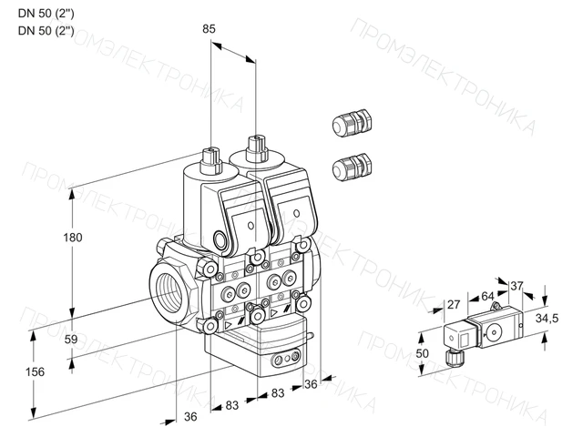 Kromschroder VCH 3E50R/50R05NHEWR3/-3PP/PPPP — двойной электромагнитный газовый клапан — 88103576