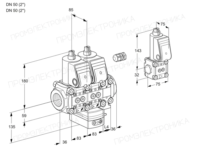 Kromschroder VCG 3E50R/50R05NGEVWR/PPPP/PPBS — двойной электромагнитный газовый клапан — 88107328