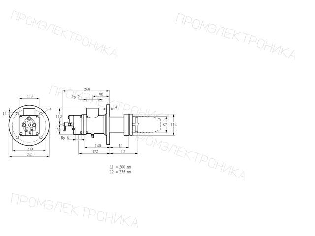 Kromschroder BIC 80HB-200/235-(16)F — промышленная газовая горелка — 84032030