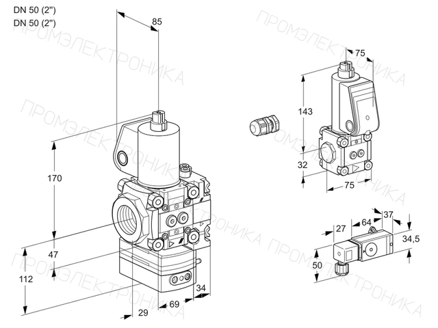 Kromschroder VAG 2E50R/50R05GEVWL/BS/-3 — регулятор соотношения газ/воздух — 88107764