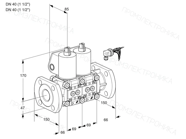 Kromschroder VCS 2E40F/40F05NNWL/PPPP/PPPP — двойной электромагнитный газовый клапан — 88103330