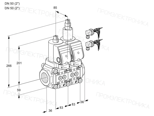 Kromschroder VCS 3E50R/50R05NLWGR8/PPPP/PPPP — двойной электромагнитный газовый клапан — 88104323
