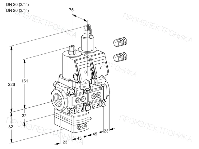 Kromschroder VCD 1E20R/20R05D-100LWSR3/PPPP/PPPP — двойной электромагнитный газовый клапан — 88104107