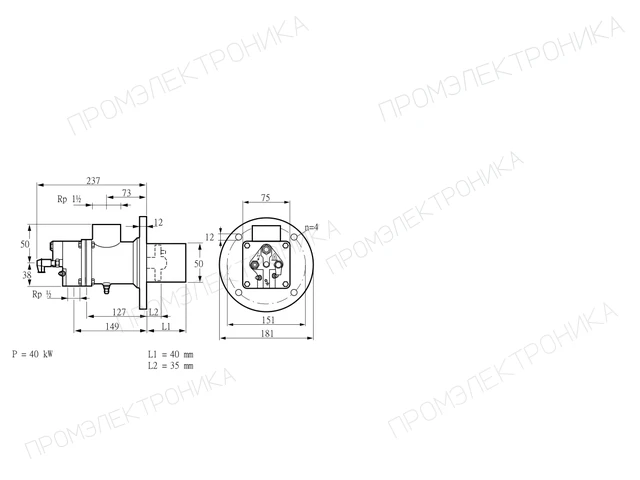 Kromschroder BIO 50KB-40/35-(34)D — промышленная газовая горелка — 84015416