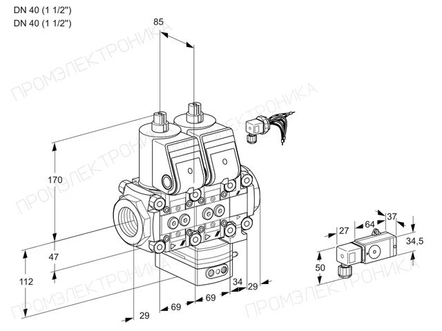 Kromschroder VCG 2E40R/40R05NGNVWR/2-PP/PPPP — двойной электромагнитный газовый клапан — 88106503