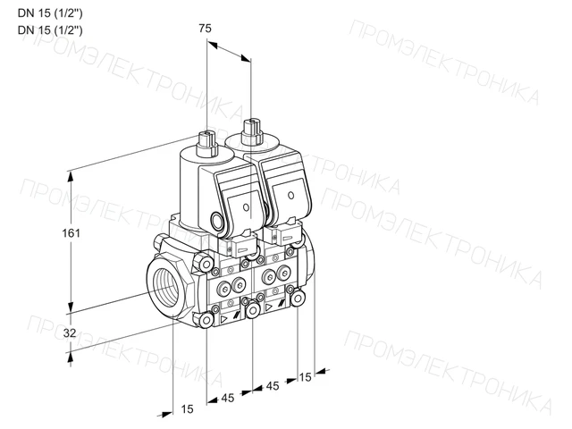 Kromschroder VCS 1T15N/15N05NNQGR/PPPP/PPPP — двойной электромагнитный газовый клапан — 88103816