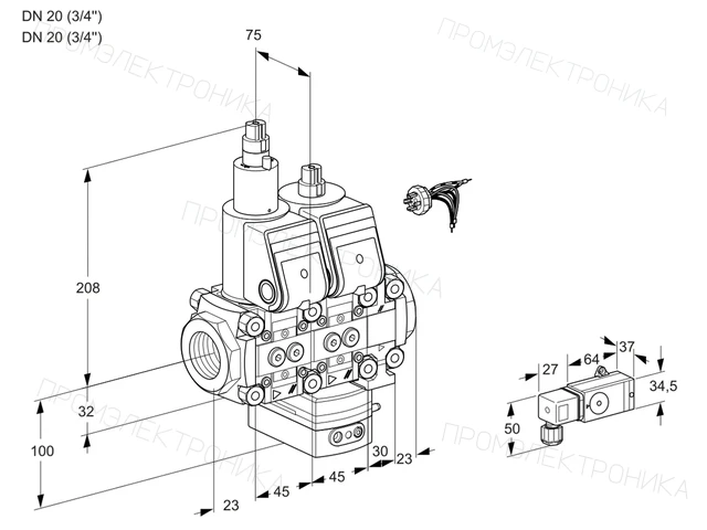 Kromschroder VCH 1E20R/20R05LHEVWR/2--4/PPPP — двойной электромагнитный газовый клапан — 88103455