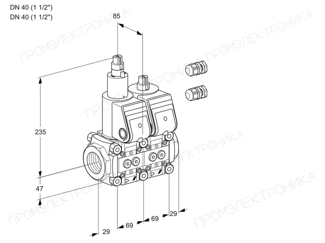 Kromschroder VCS 2E40R/40R05LNWR3/PPPP/PPPP — двойной электромагнитный газовый клапан — 88100293