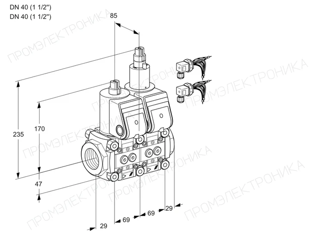 Kromschroder VCS 2E40R/40R05NLWR6/PPPP/PPPP — двойной электромагнитный газовый клапан — 88105510