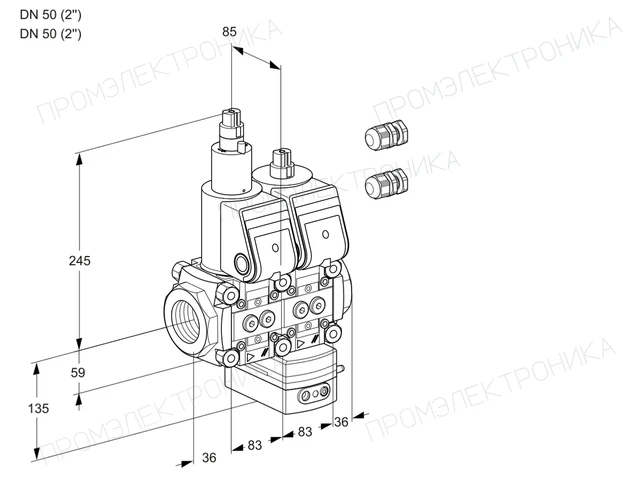 Kromschroder VCD 3E50R/50R05LD-100WR3/PPPP/PPPP — двойной электромагнитный газовый клапан — 88107033